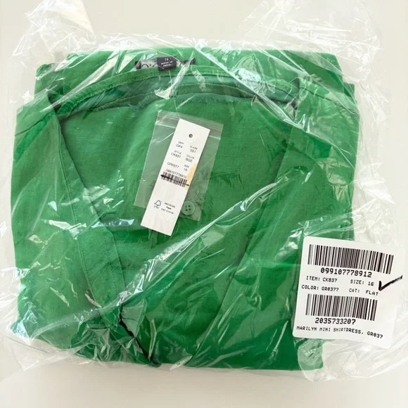 NWT J. Crew Mini Dress Linen Bright Gem Green - Picture 5 of 6